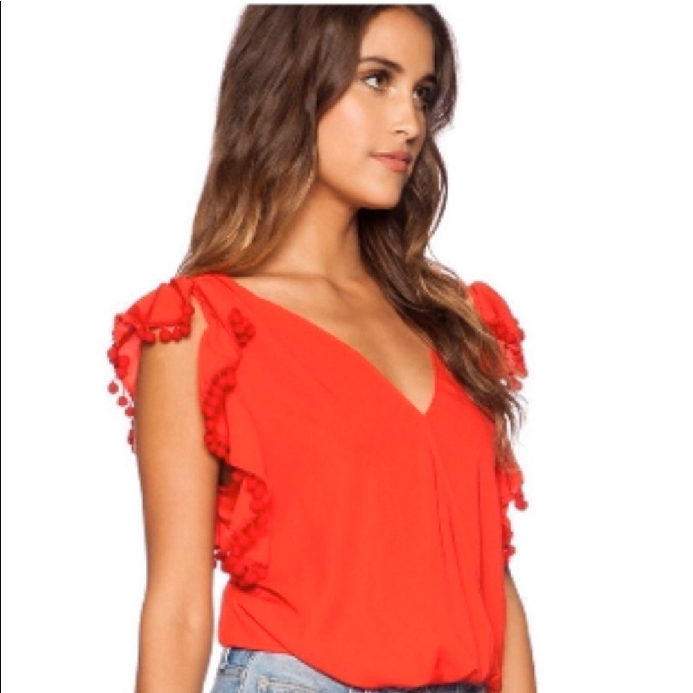 Vava Joy Han Red PomPom Top